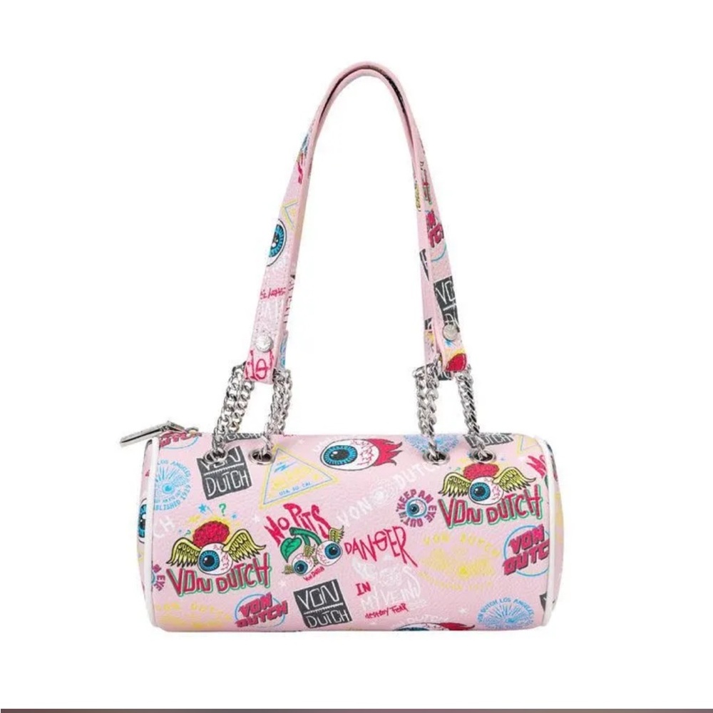 NWT Von Dutch Pink Jax All Over Barrel Bag
